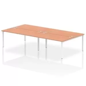 image of Impulse Bench B2B 4 Person 1600 White Frame Office Bench Desk Beech