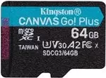 Image of Kingston Canvas Go Plus 64GB microSDXC Card 170MB/s Read A2 U3 V30 (Card Only)