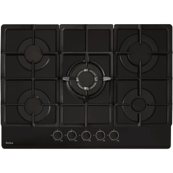 image of Amica 70cm 5 Burner Gas Hob - Black