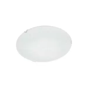 Image of Bernardino 2 Light Flush Ceiling Light White, Clear Structured Glass Chrome Metal LED E27 - Merano