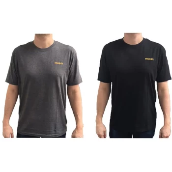 image of Stanley - Clothing STCTSGB2M T-Shirt Twin Pack Grey & Black - M