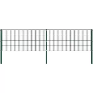 image of Vidaxl - Fence Panel with Posts Iron 3.4x0.8 m Green Green