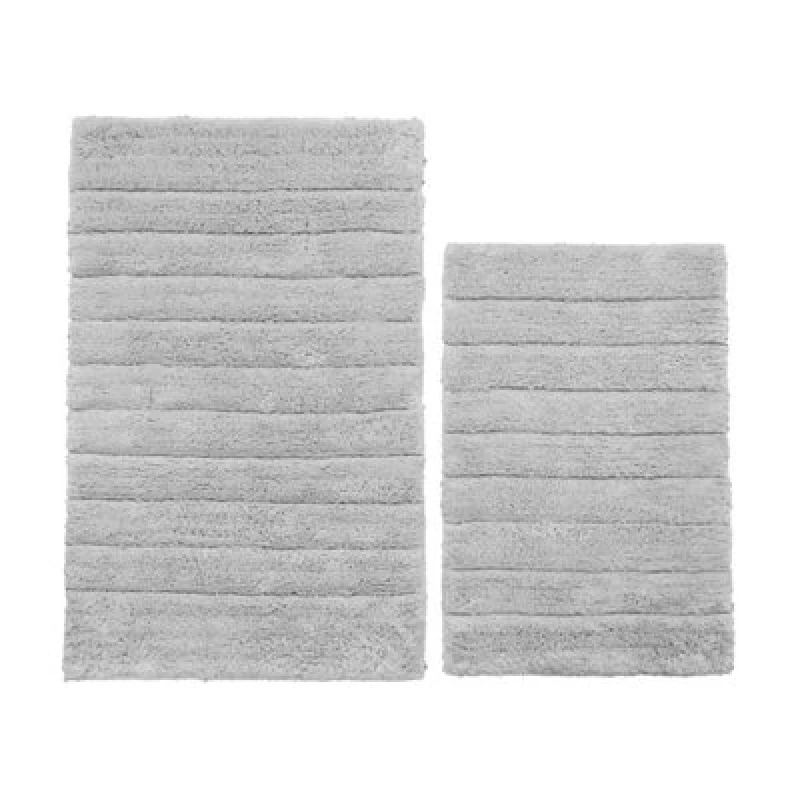 Image of Allure Bath Fashions Marlow Ribbed Two Piece Bath Mat Set - Dove Grey