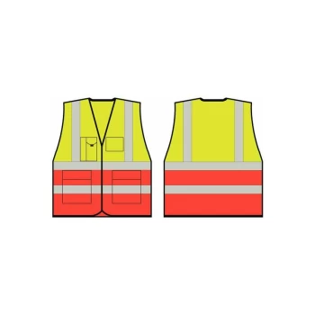 Image of TWO TONE EXECUTIVE WAISTCOAT SAT YELLOW/RED XS - B-seen Hv Vests&jerkins
