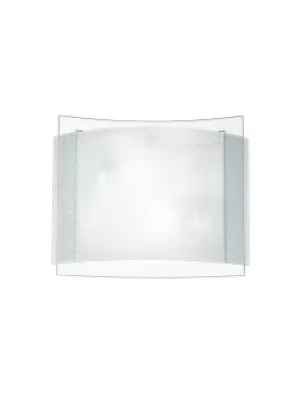 image of RIGHE 3 Light Patterned Glass Flush Ceiling Light White 38x35cm