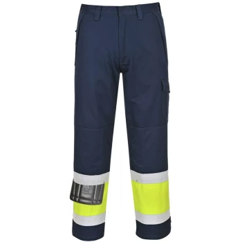 Image of Portwest - MV26YNRM - sz M Hi-Vis Modaflame Trouser - MV26 Yellow/Navy