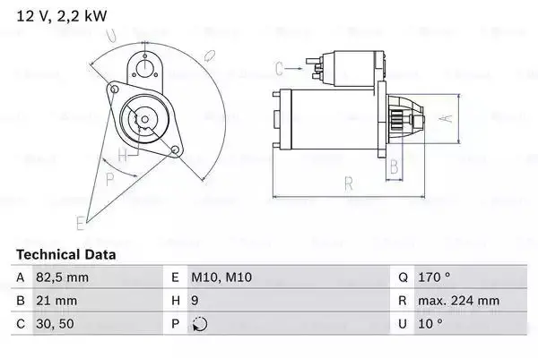 Image of Bosch 0986013140 Starter Motor 1314 12 V 2,2 kW Output BOSCHSTARTER-0986013140