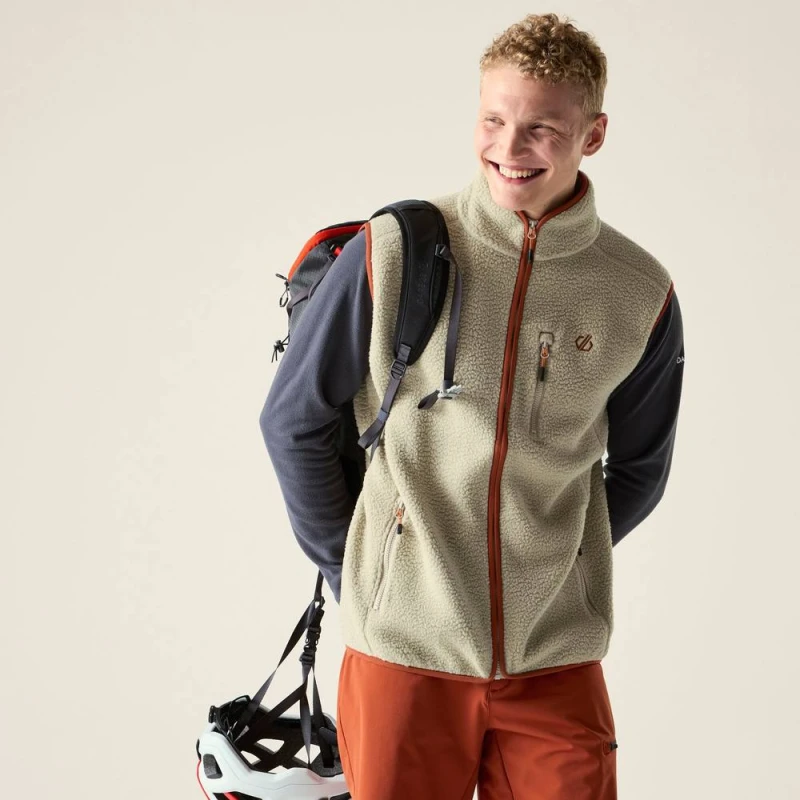 Image of Dare 2b Mens Camber Full Zip Fleece Gilet in Cream Size: Medium Cream Male M