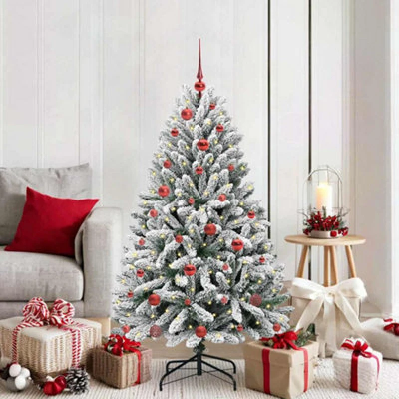Image of Vidaxl Artificial Christmas Tree Green And White 150 Cm Pvc And Metal