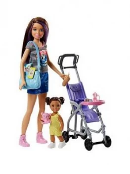 image of Barbie Skipper Babysitter Stroller Playset