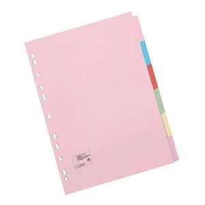 image of 5 Star Office A4 File Dividers 6 Part Assorted Colours