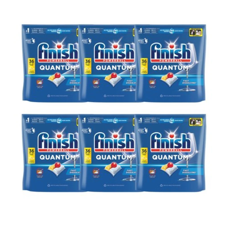 Image of Finish Finish Quantum Lemon Dishwasher Tabs 6x36 Tabs (Pack of 216) 3312419CASE 3312419CASE