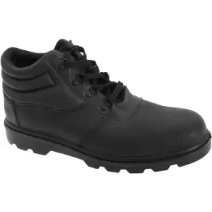Image of Grafters Mens Grain Leather Treaded Safety Toe Cap Boots (10 UK) (Black) - Black