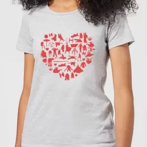 image of Star Wars Valentine's Heart Montage Womens T-Shirt - Grey - XS