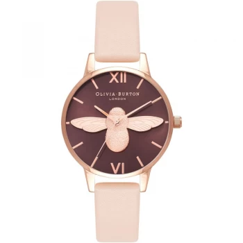 image of Olivia Burton 3D Bee Chocolate & Nude Peach Ladies Watch OB16AM124