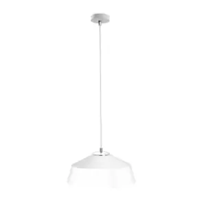 image of Tonty Dome Pendant Ceiling Light White, Silver, 34cm, 1x E27