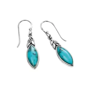 Image of Tempest Serre Silver Turquoise Leaf Shape Earrings