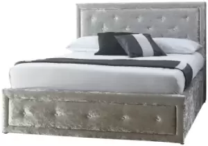 Image of GFW Hollywood Crushed Velvet Ottoman King Bed Frame - Silver