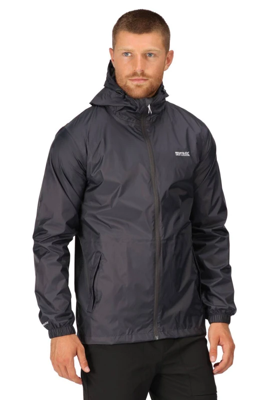 Image of Regatta Mens 'Pack-It III' Waterproof Packaway Jacket in Dark Grey Size: 5XL Dark Grey Male 5XL