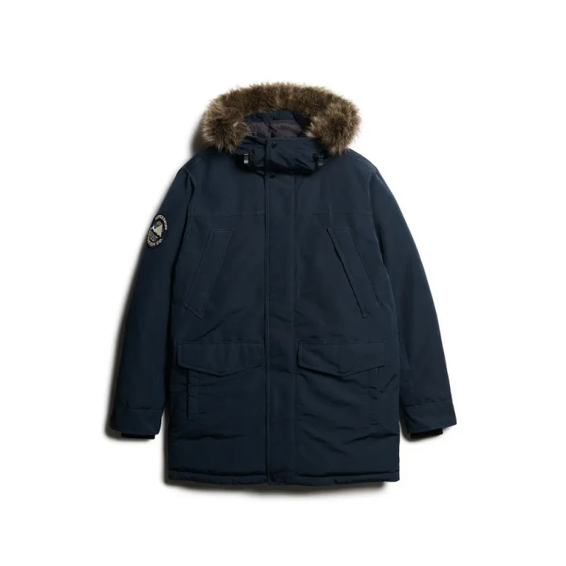 Image of Superdry Synthetic fur parka Superdry Everest Bleu Male S