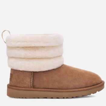 Image of UGG Womens Fluff Mini Quilted Sheepskin Boots - Chestnut - UK 6