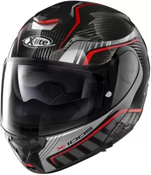 image of X-Lite X-1005 Ultra Carbon Cheyenne N-Com Helmet, black-red, Size L, black-red, Size L