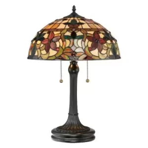 Image of Kami 2 Light Tiffany Table Lamp Vintage Bronze, E27