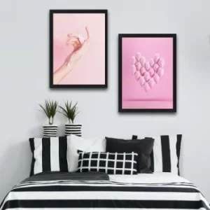 Image of Pink Balloon Set Multicolor Decorative Framed Painting (2 Pieces)
