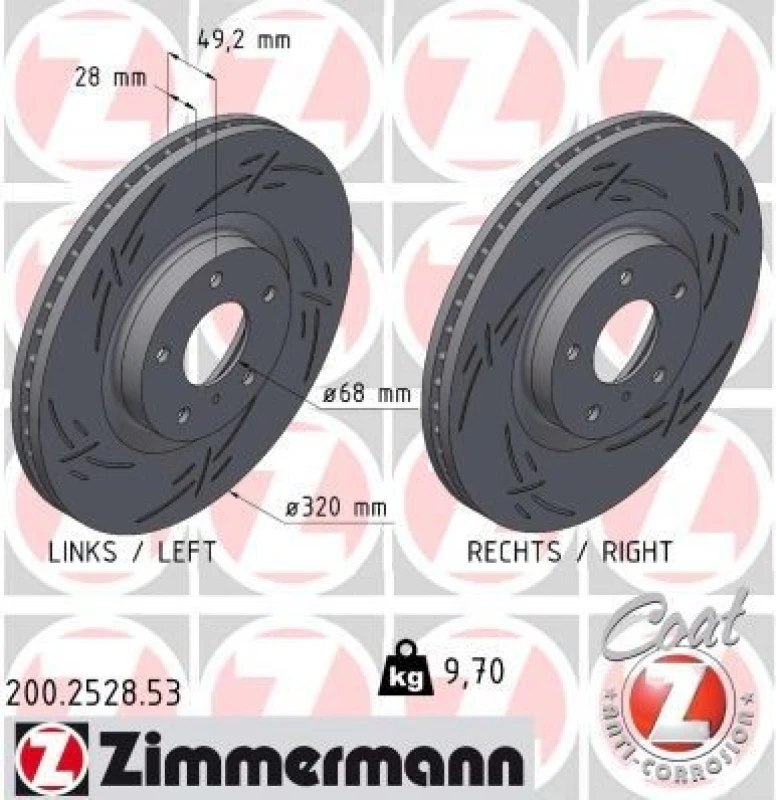 Image of ZIMMERMANN Brake disc ZIMMERMANN 200.2528.53