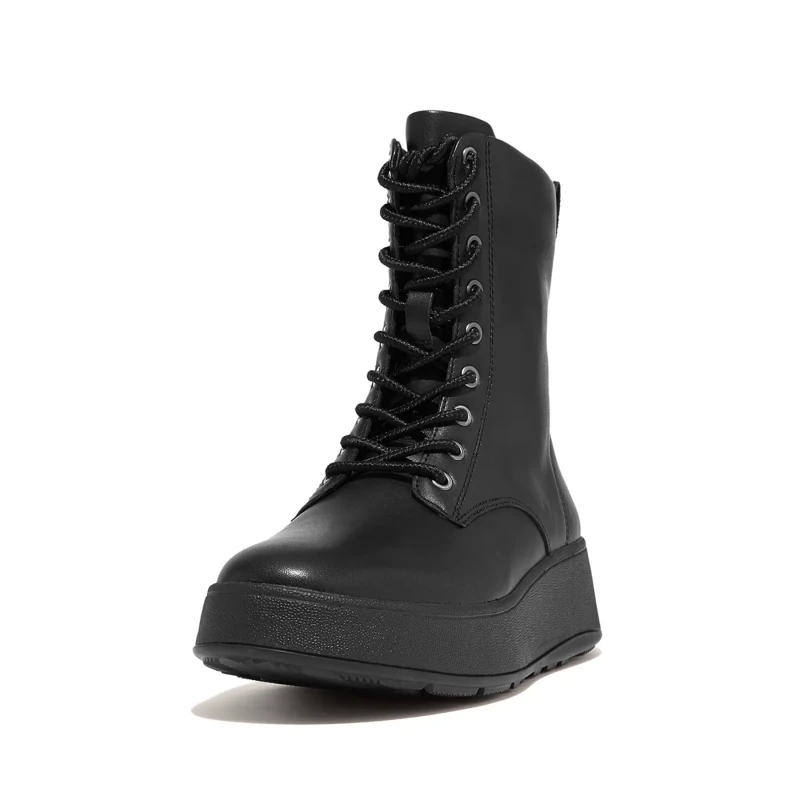 Image of FitFlop Womens F-Mode Flatform Lace Up Boots All Black - UK 6 Black female PS4252ALL6