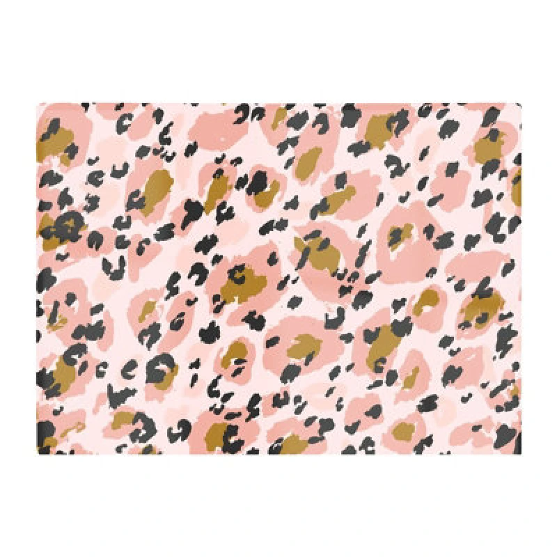Image of Warren Reed Designer Hand Drawn Pink Leopard Print Glass Chopping Board