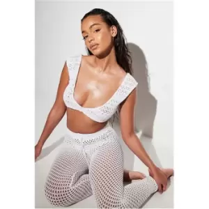 Image of I Saw It First White Crochet Plunge Bralet - White