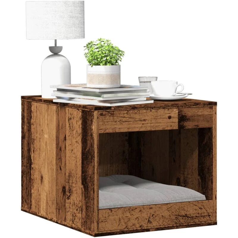 Image of vidaXL Cat Litter Box Enclosure Old Wood 47x59x42cm Engineered Wood, Brown 857767