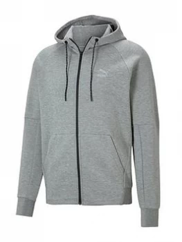 Puma Classics Tech Full Zip Hoodie - Medium Grey Heather, Size XL, Men