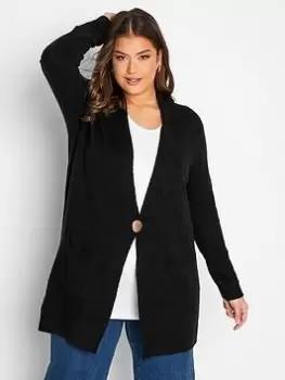 Image of Yours Button Detail Cardigan Black, Size 18, Women