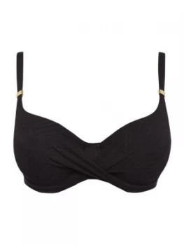 Image of Fantasie Ottawa wrap front full cup bikini top Black
