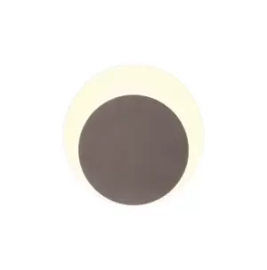 Image of Magnetic Base Wall Lamp, 12W LED 3000K 498lm, 15, 19cm Round Bottom Offset, Coffee, Acrylic Frosted Diffuser