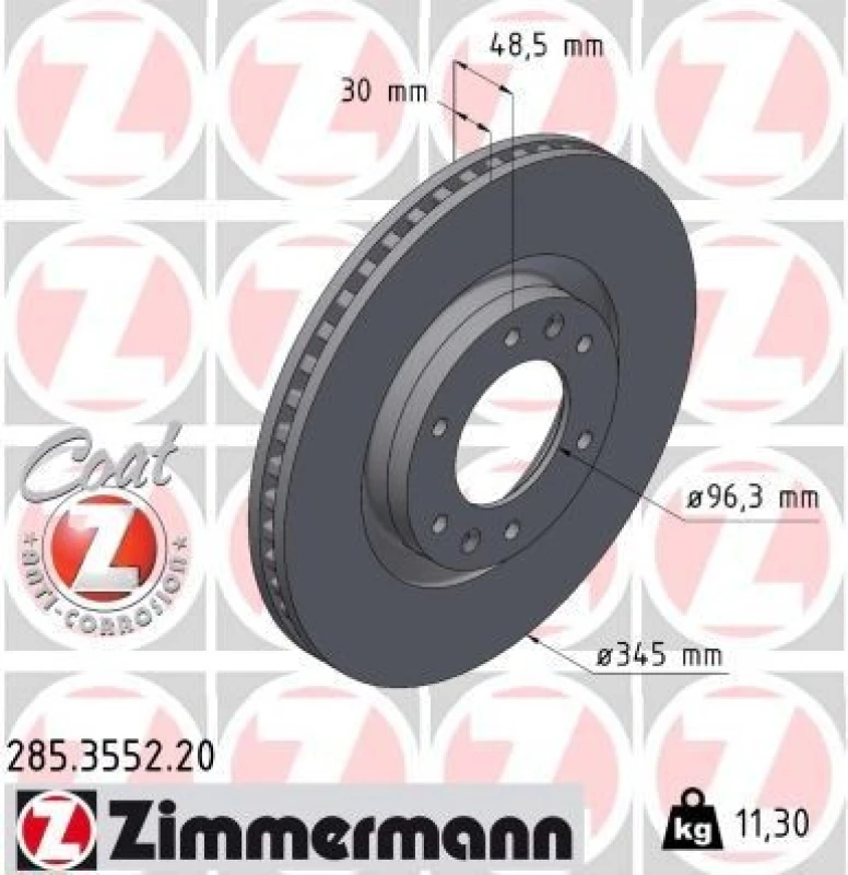 Image of ZIMMERMANN Brake disc ZIMMERMANN 285.3552.20
