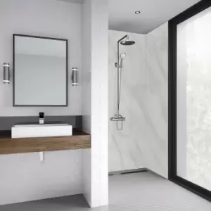 Image of Mermaid Carrara Laminate Shower Wall Panel Square Edged 2420mm x 900mm in Marble