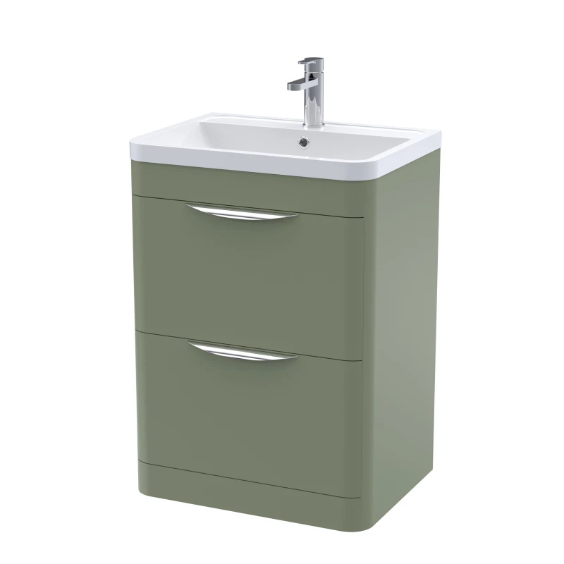 Image of Balterley Floor Standing 2 Drawer Vanity Unit Polymarble Basin Green 600mm Green