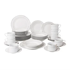 image of Robert Dyas 40 Piece Dinnerware Set - Platinum