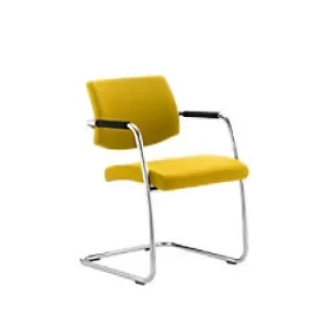 Image of Dynamic Visitor Chair Fixed Armrest Havanna Seat Senna Yellow Fabric