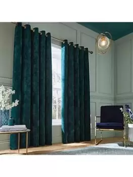 Image of Hyperion Selene Luxury Chenille Weighted Lined Curtains 66X72