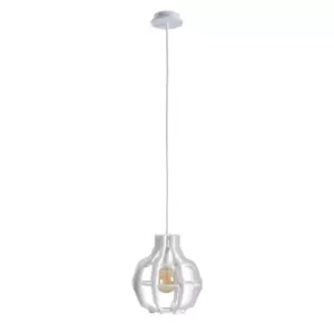 image of Bento Wire Frame Pendant Ceiling Light White, 28cm, 1x E27