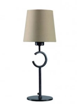 image of Table Lamp 1 Light E27 Small with Taupe Shade Brown Oxide