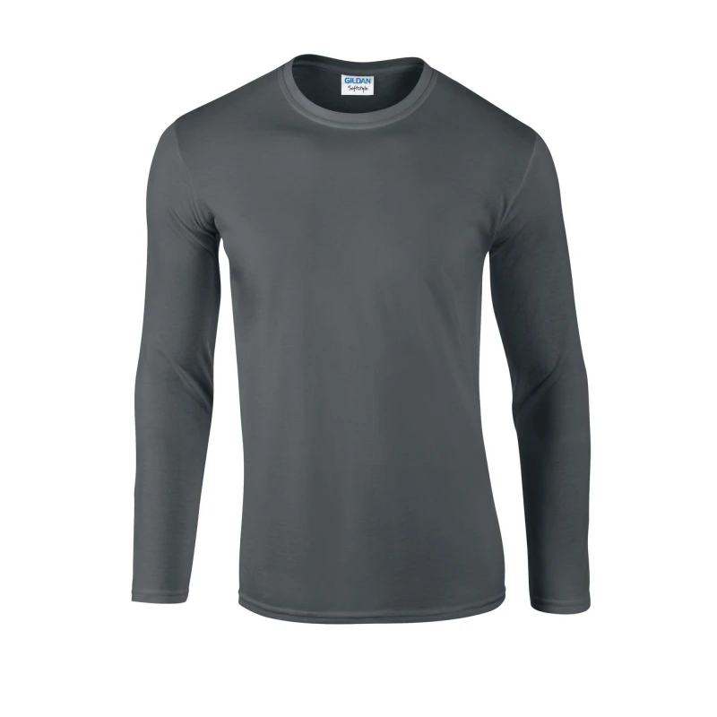 Image of Gildan Mens Softstyle Plain Long-Sleeved T-Shirt in Charcoal Size: Small Charcoal Male S