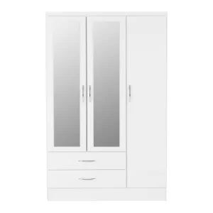 Image of Nevada Triple Mirrored Wardrobe White