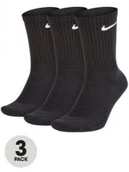 Image of Nike Everyday Cushion Crew Socks (3 Pack), Black, Size L, Men