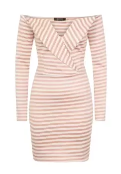 Image of Girls On Film Womens/Ladies Alexander V-Cut Lapel Dress (10 UK) (Pink/White)
