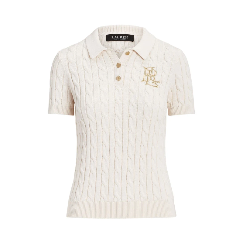 Image of Lauren by Ralph Lauren Womens Natrissa Plo Knitted Top Masc Cream female 8 (XS)